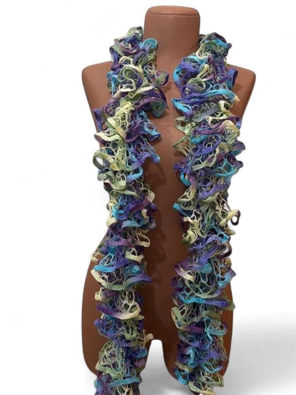Multicolor Ruffle Crotchet Scarf Womens Fairy Maximalist